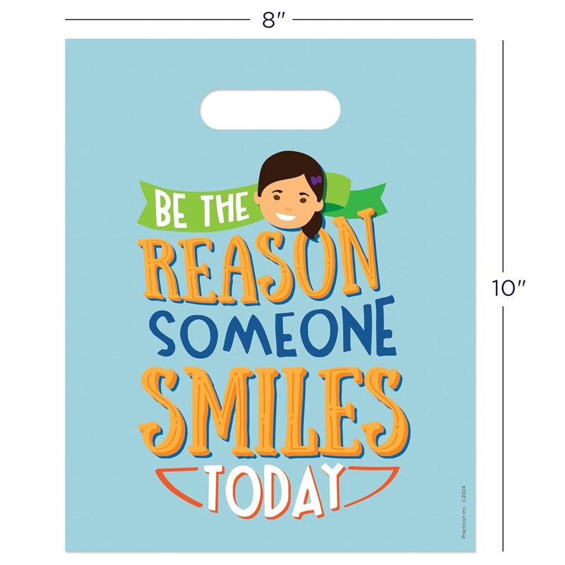 Practicon Smiling Memojis 8" x 10" Dental Giveaway Bag, Dental Hygiene Patient Care Goodie Bag, Dentist Office Plastic Gift Bags, 100 Pack - Image 5